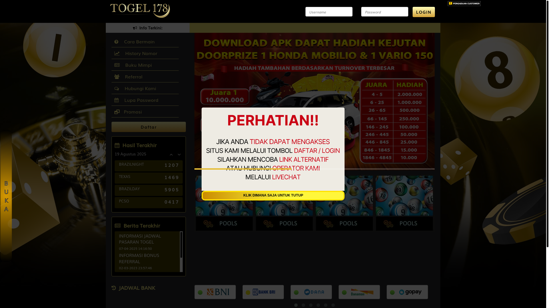 website screenshot of https://ikan178.xyz/