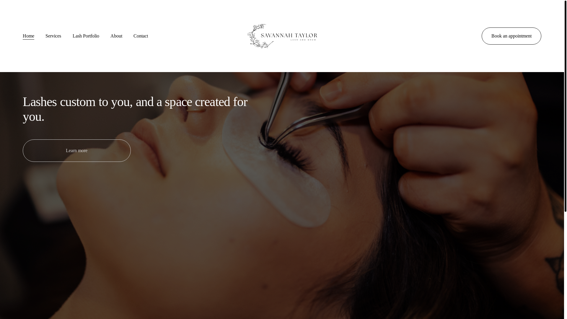 website screenshot of https://savannahtaylorlashandbrow.com/