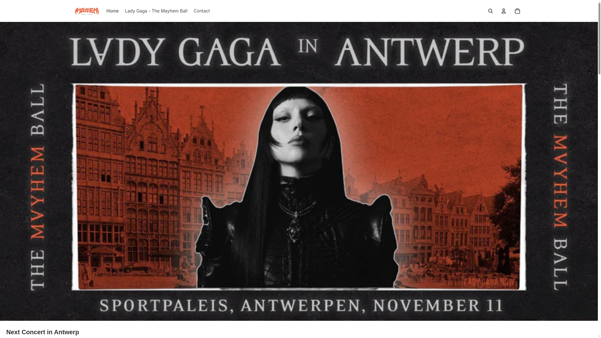 website screenshot of https://themayhemballantwerp.com/