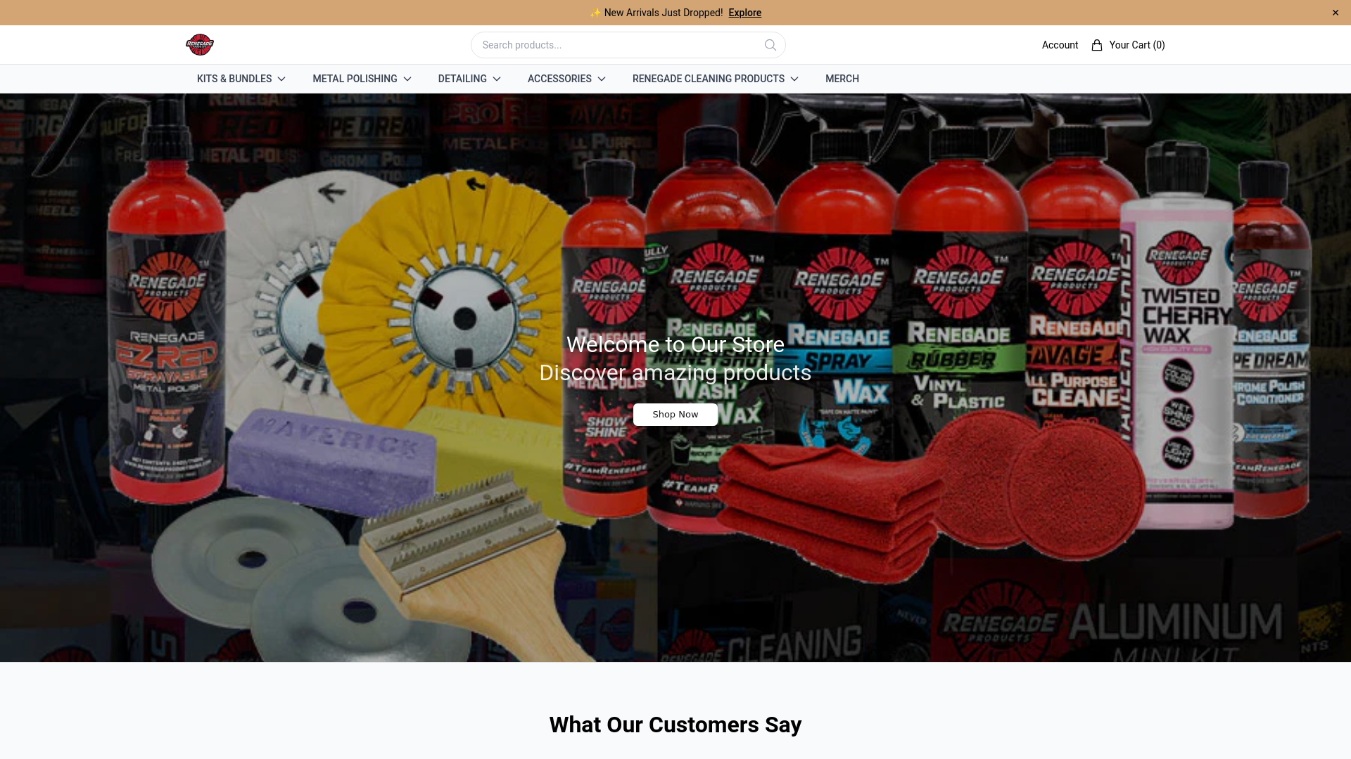 website screenshot of https://renegadeproductsusastore.shop/