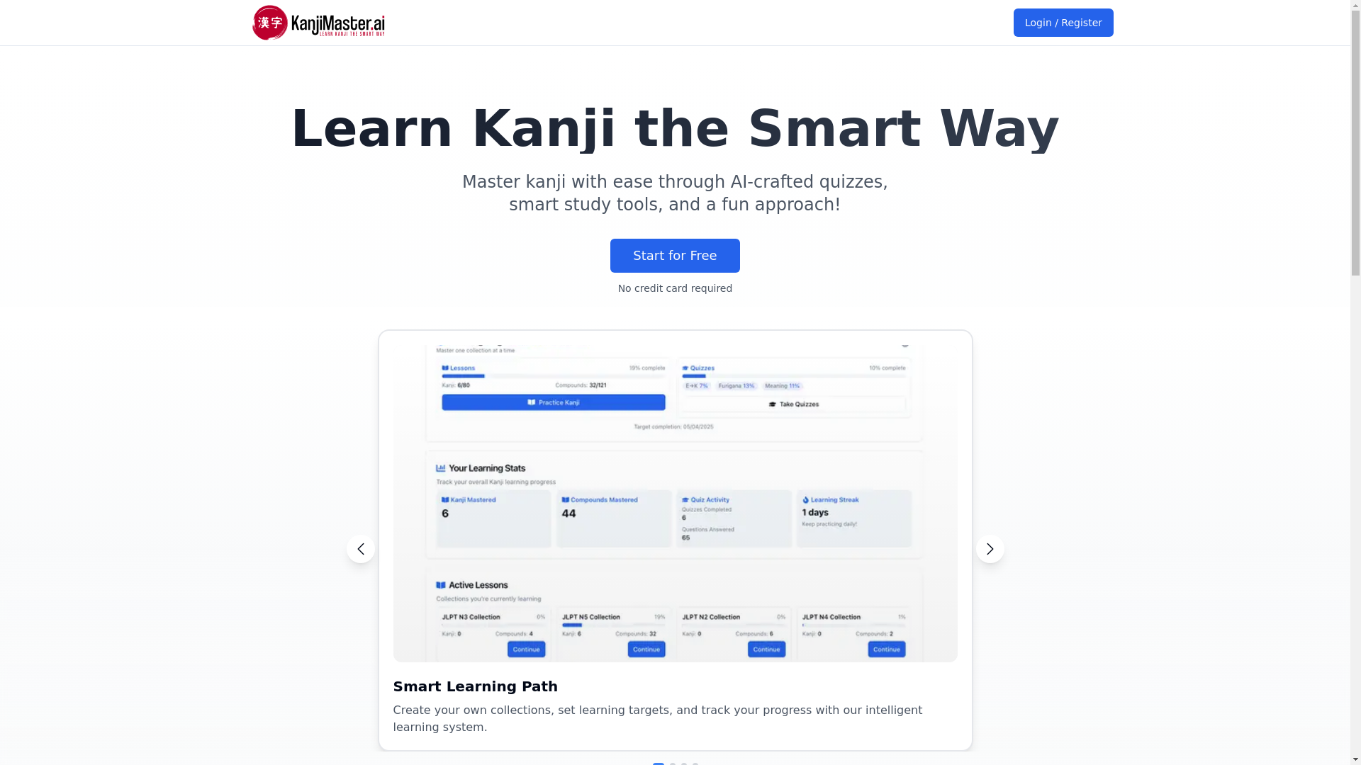 website screenshot of https://kanjimaster.ai/