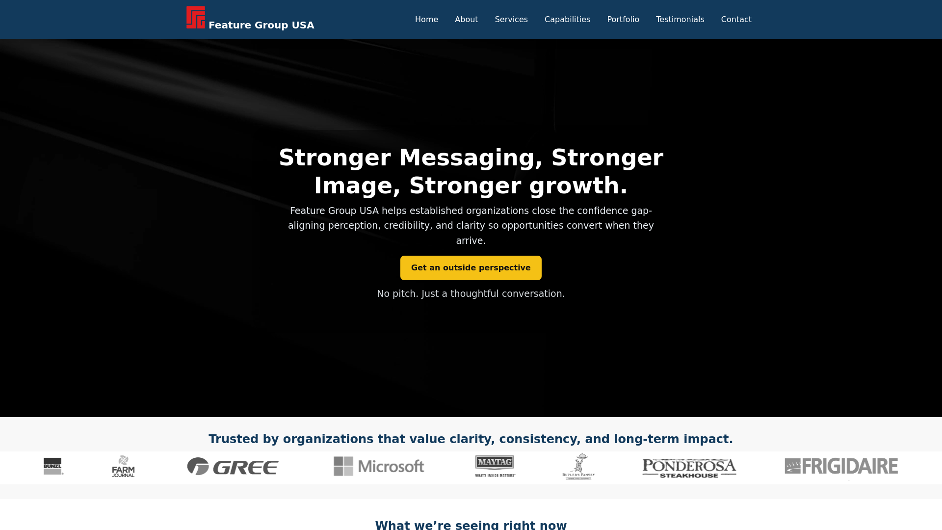 website screenshot of https://featuregroupusa.pro/