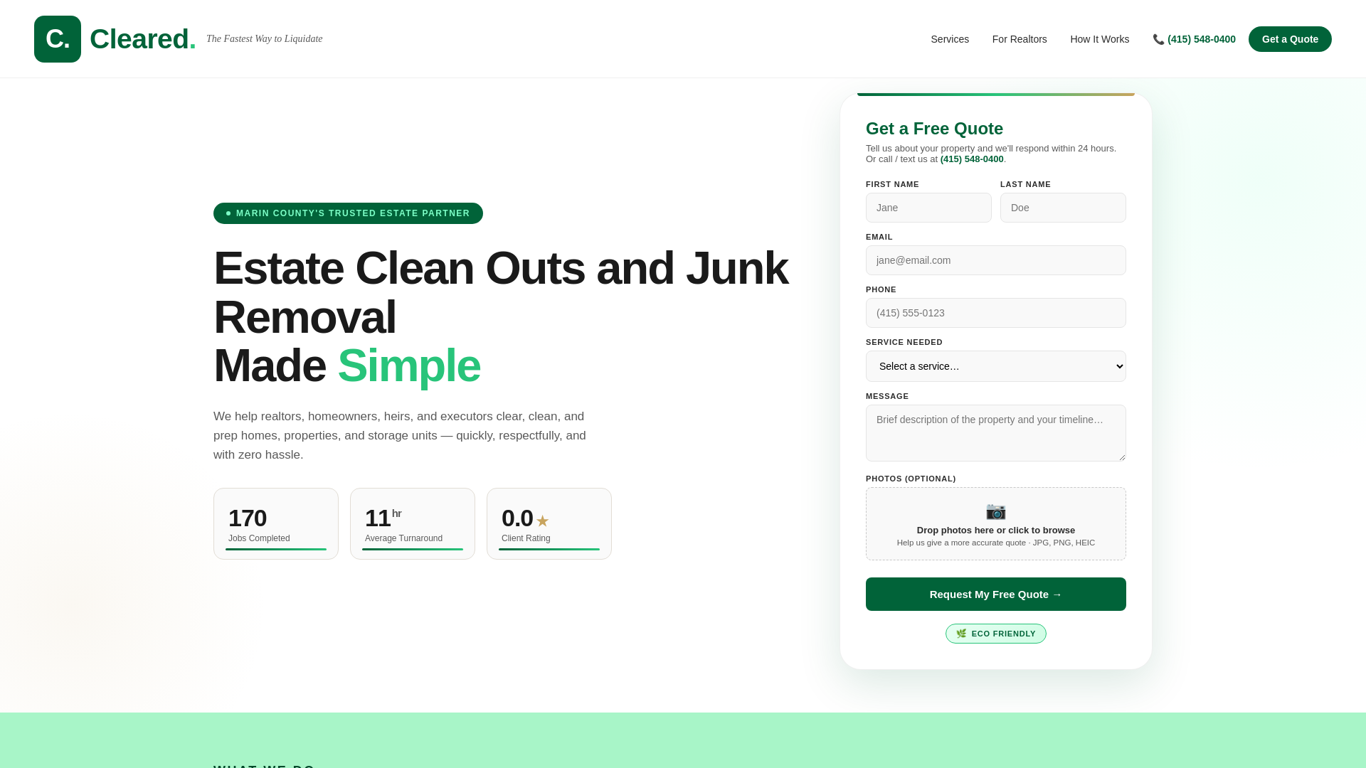 website screenshot of https://marincleared.com/