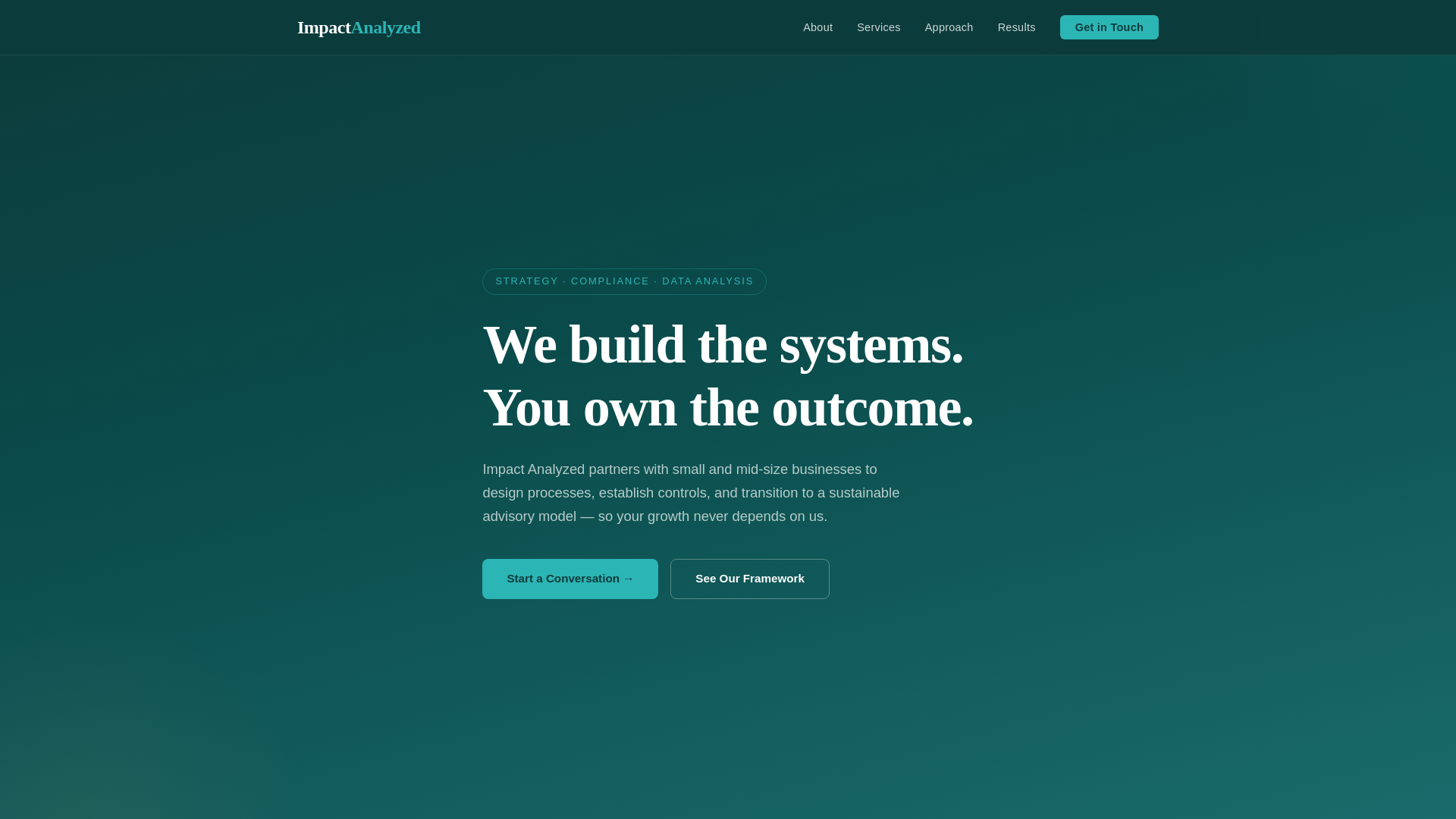 website screenshot of https://impactanalyzed.com/