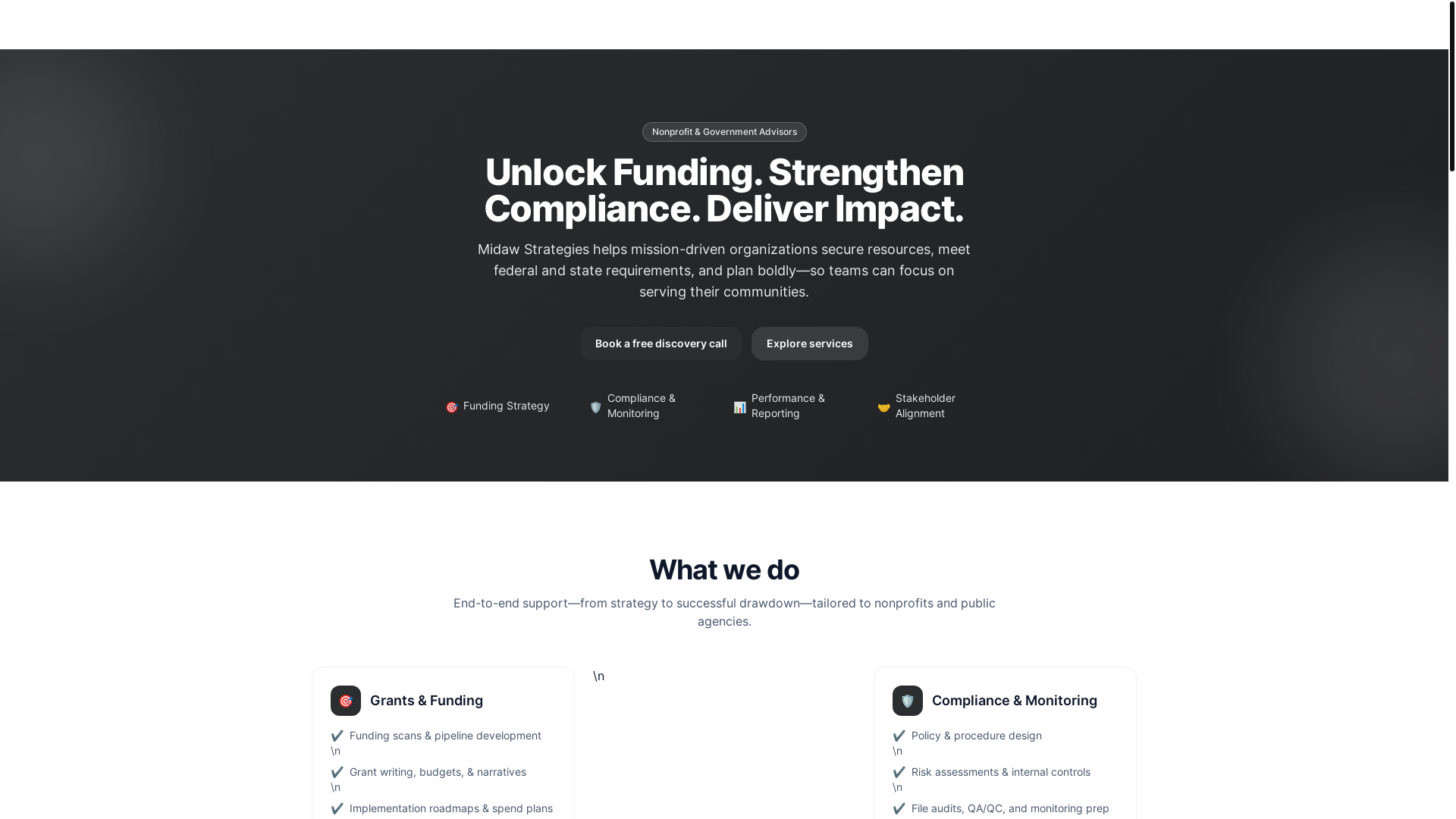 website screenshot of https://midawstrategies-website3.pages.dev/