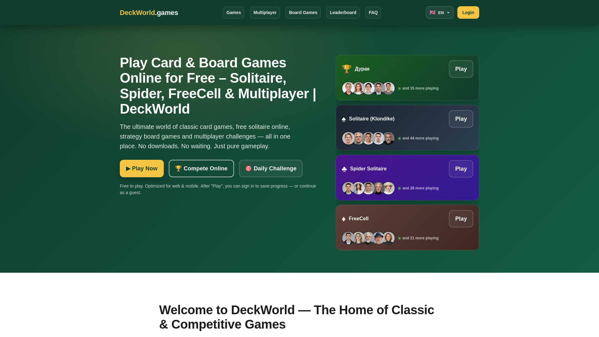 website screenshot of https://deckworld.games/
