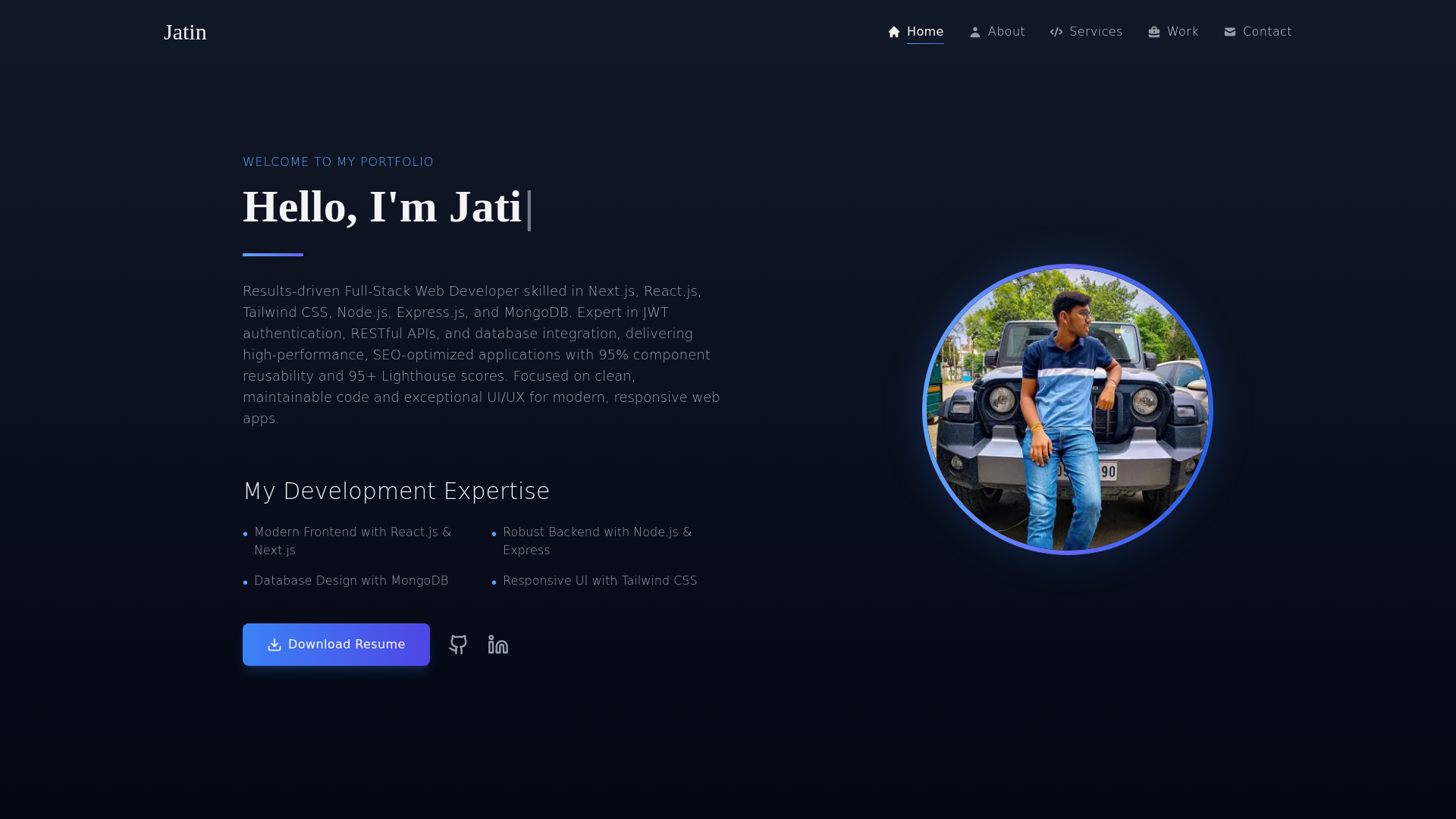 website screenshot of https://jatinx.tech/