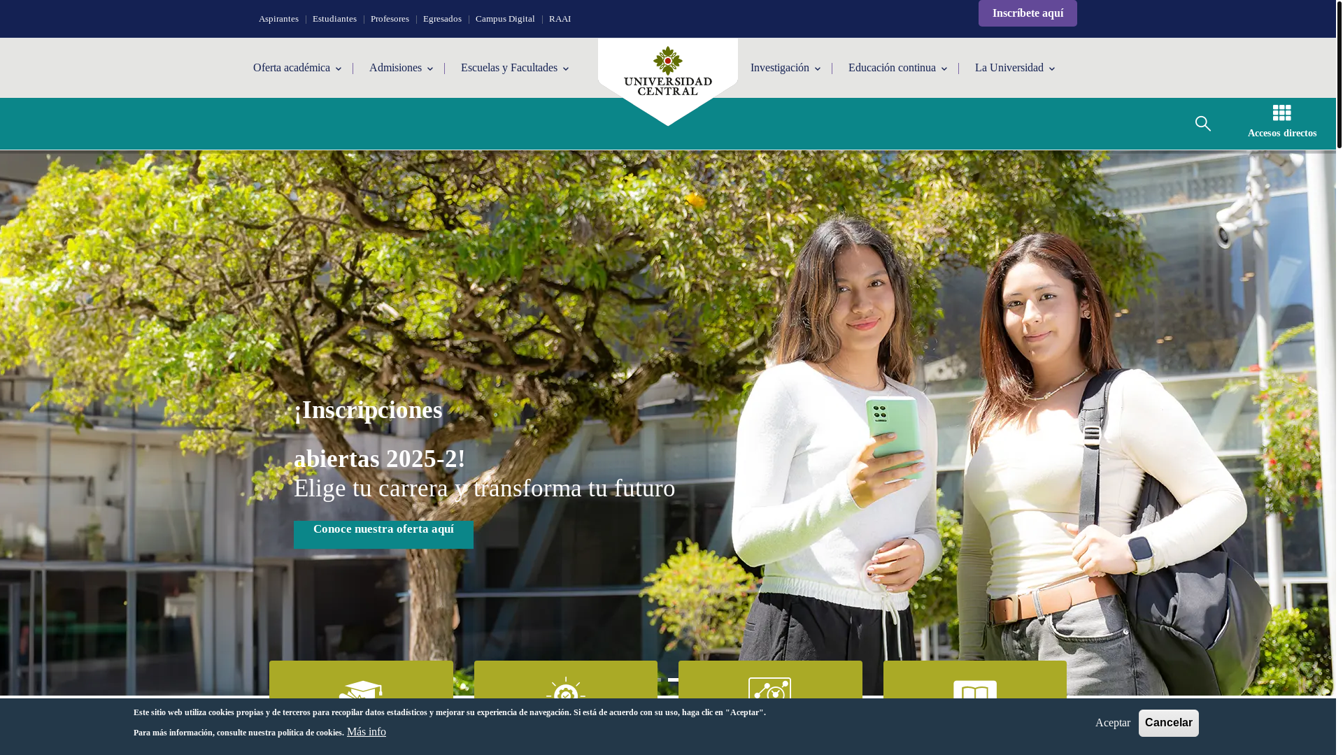 website screenshot of https://www.ucentral.edu.co/