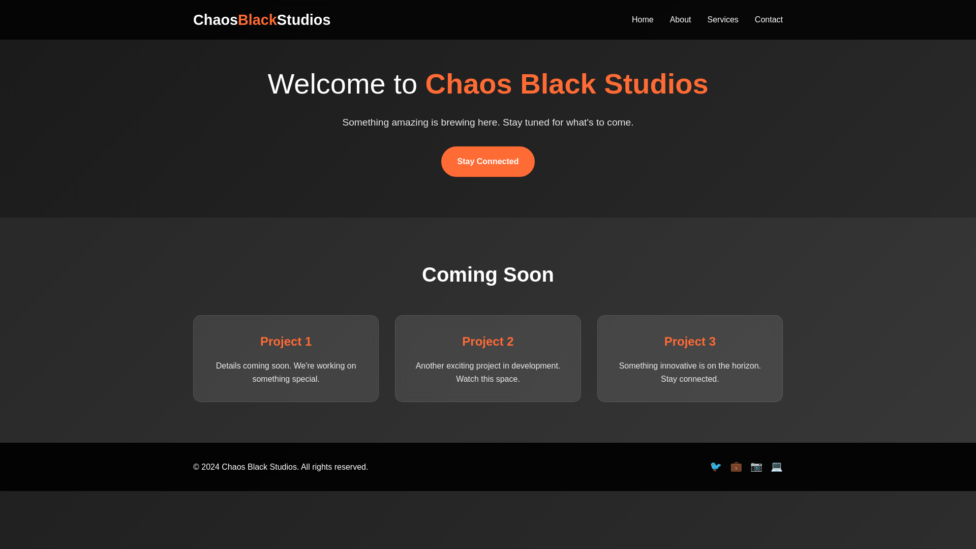 website screenshot of https://chaosblackstudios.com/