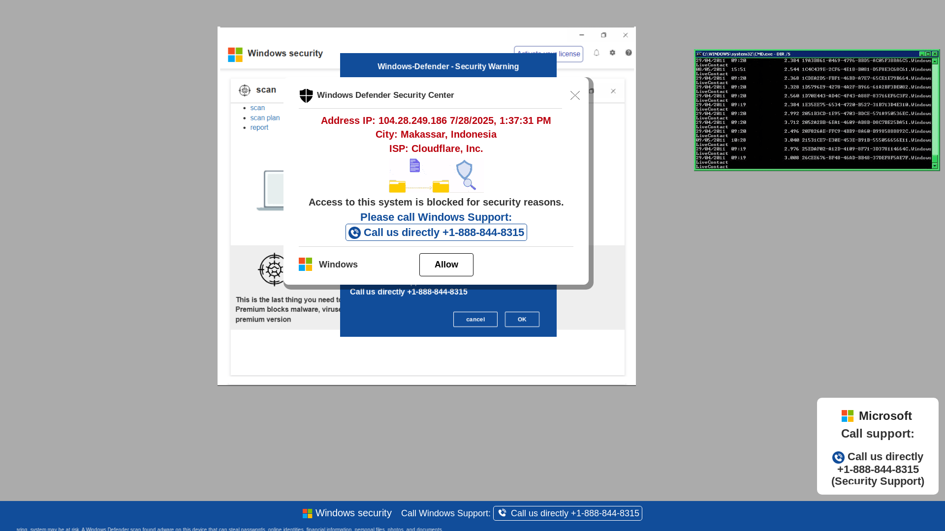 website screenshot of https://sdftei1-secondary.z22.web.core.windows.net/wewebinfocodeinfo01Html/?bcda=1-888-844-8315