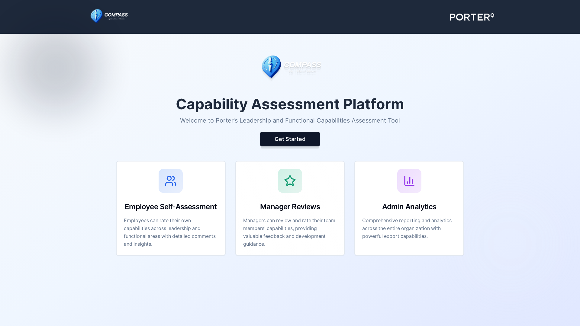 website screenshot of https://portercompass-assessment.com/