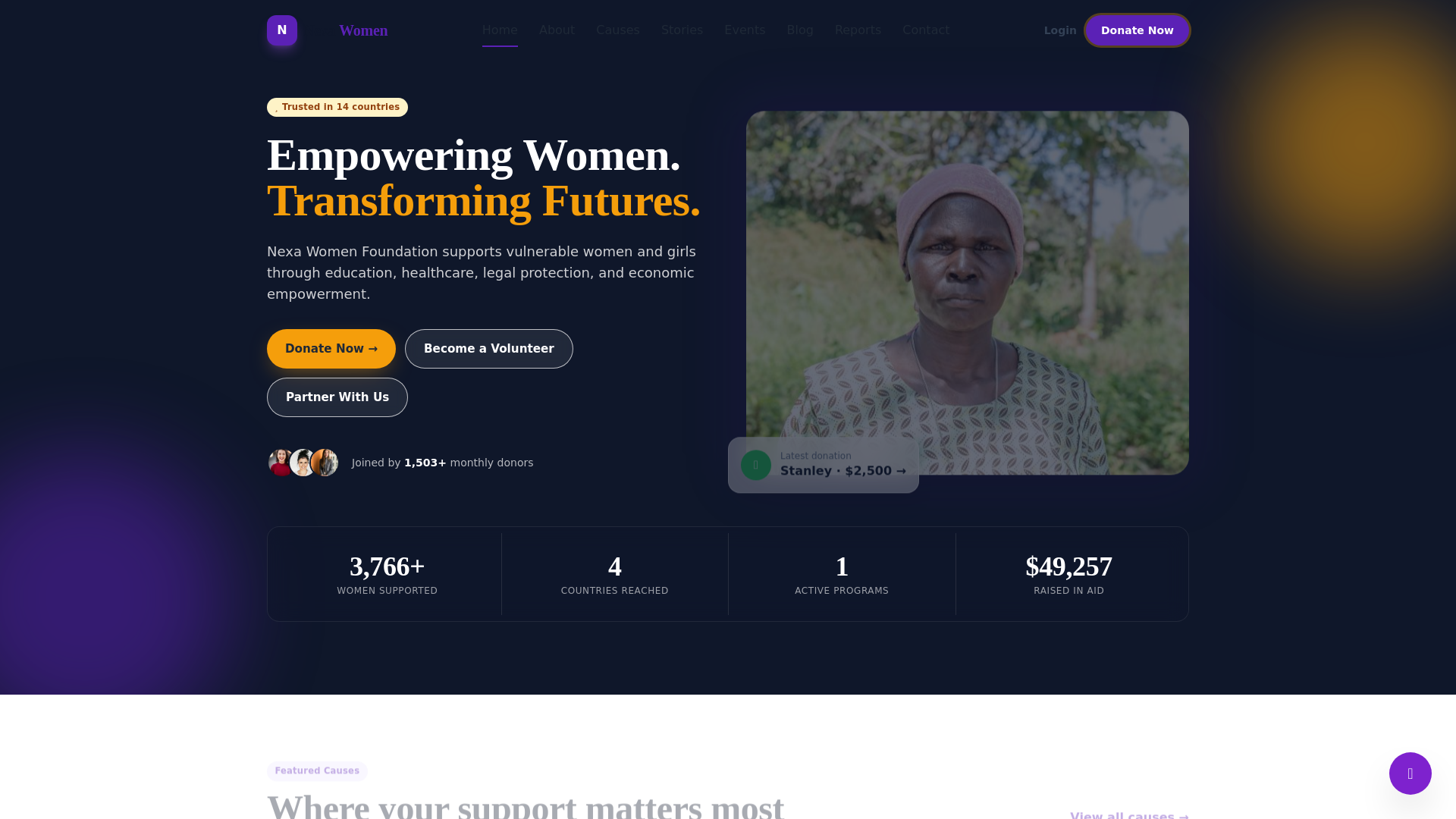 website screenshot of https://nexawomenfoundation.top/