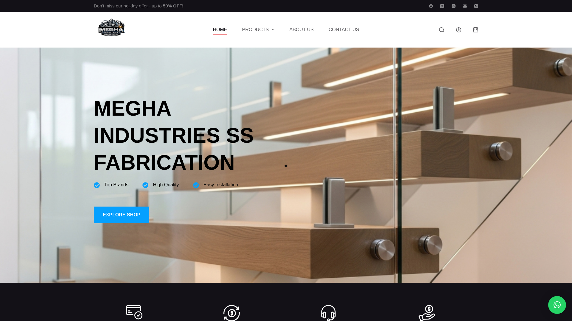 website screenshot of https://megha-industries.co.in