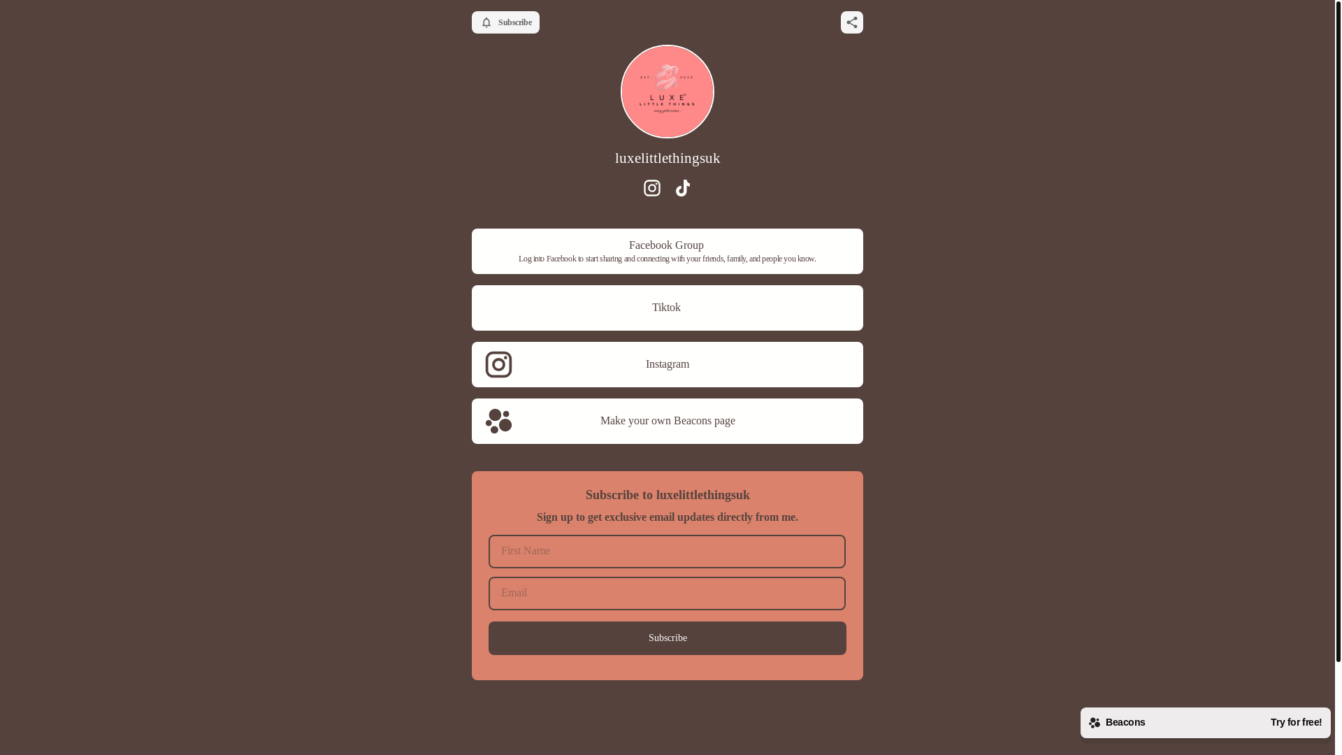 website screenshot of https://luxelittlethingsuk.com/