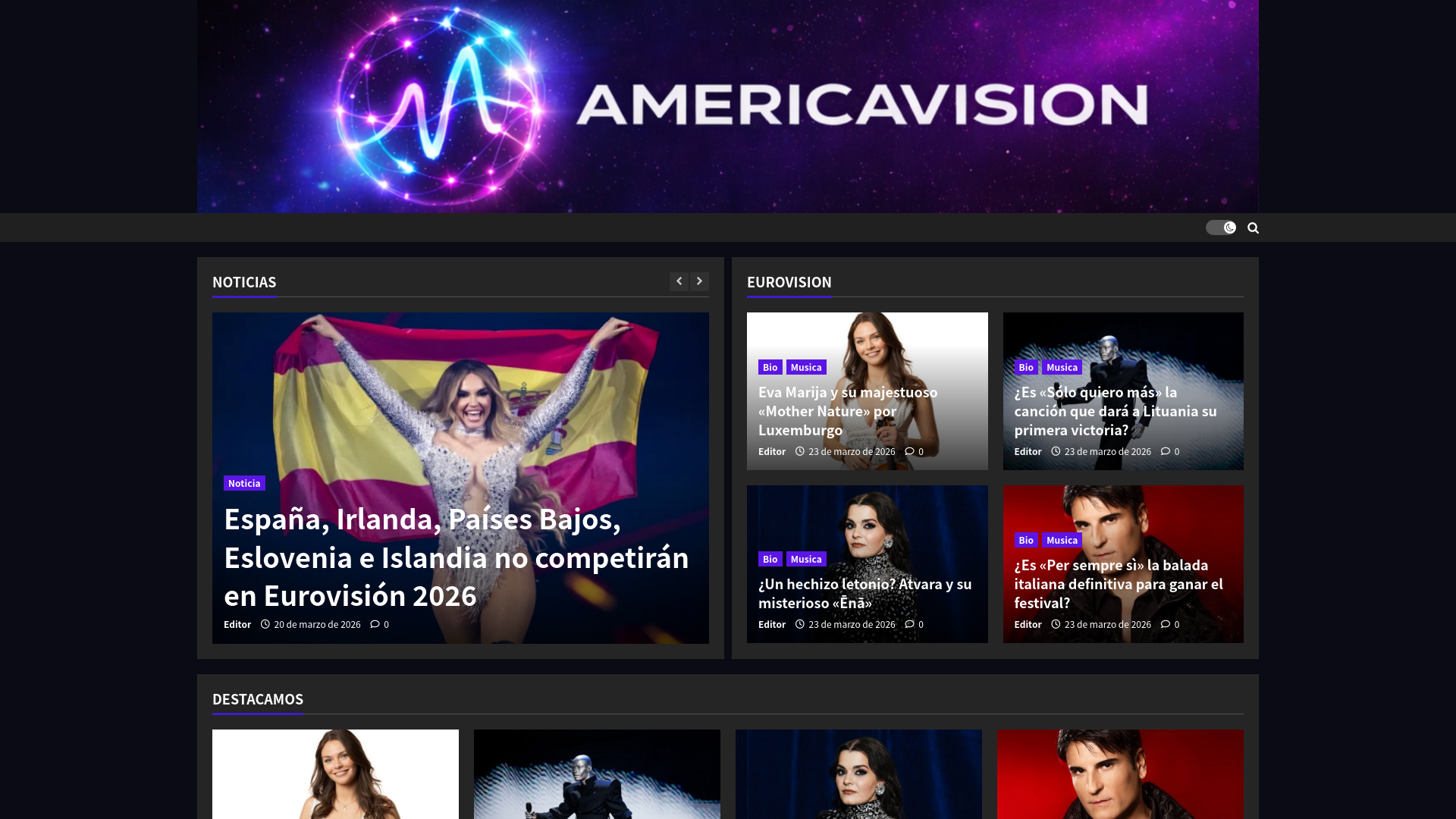 website screenshot of https://americavision.com.ar/