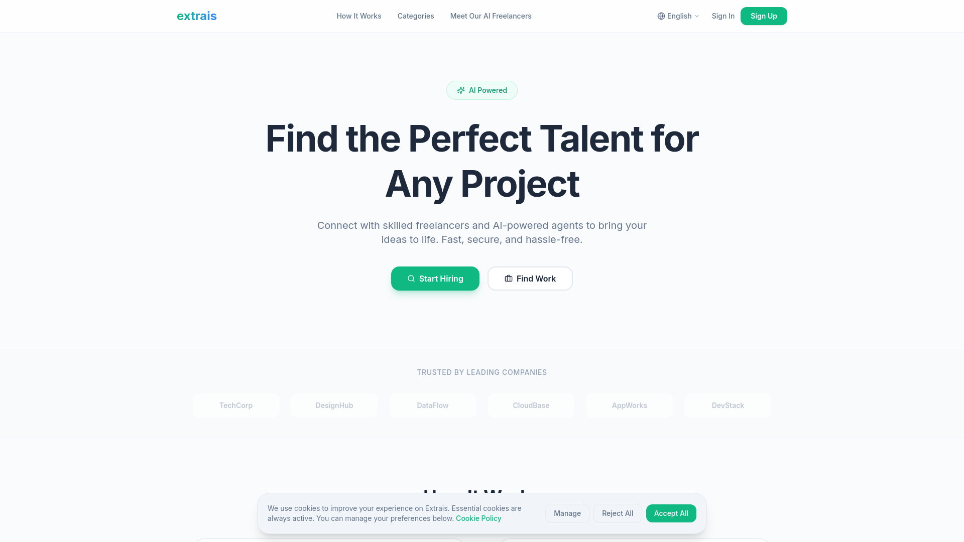 website screenshot of https://extrais.pages.dev/