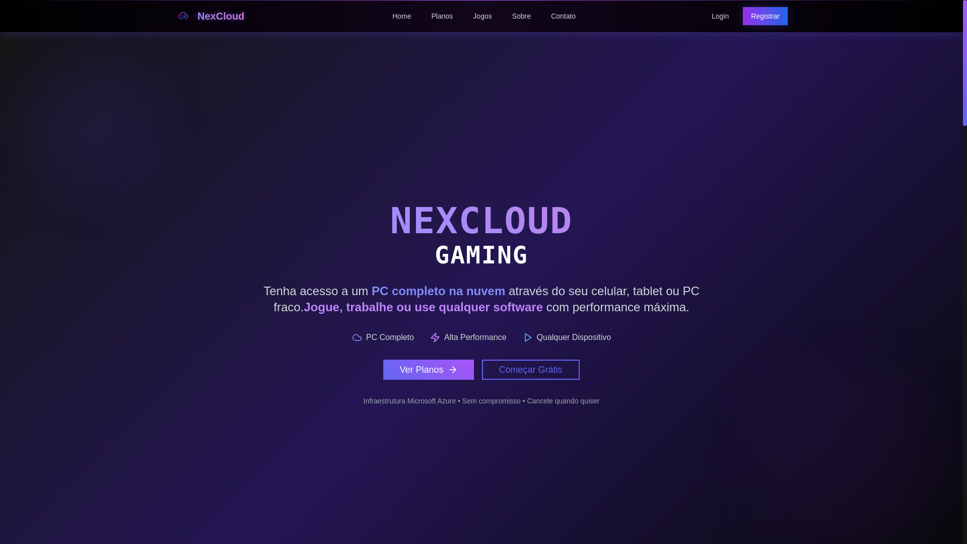 website screenshot of https://nexcloudgaming.store/