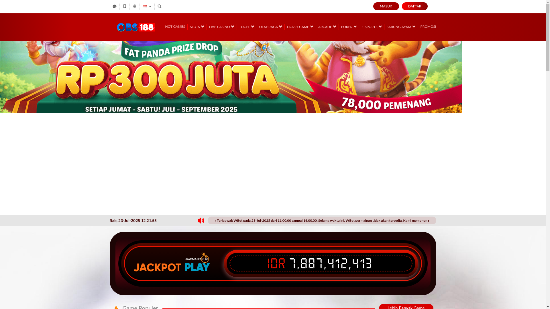 website screenshot of https://obs188bermain.com/