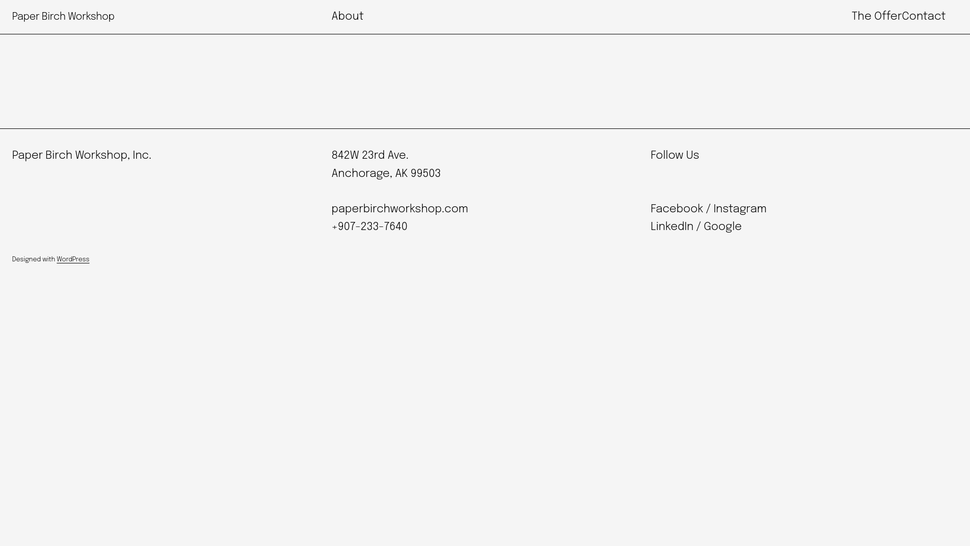 website screenshot of https://paperbirchworkshop.blog/