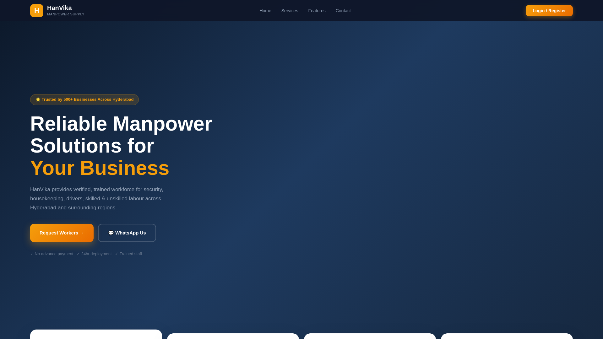 website screenshot of https://hanvikaservices.in/
