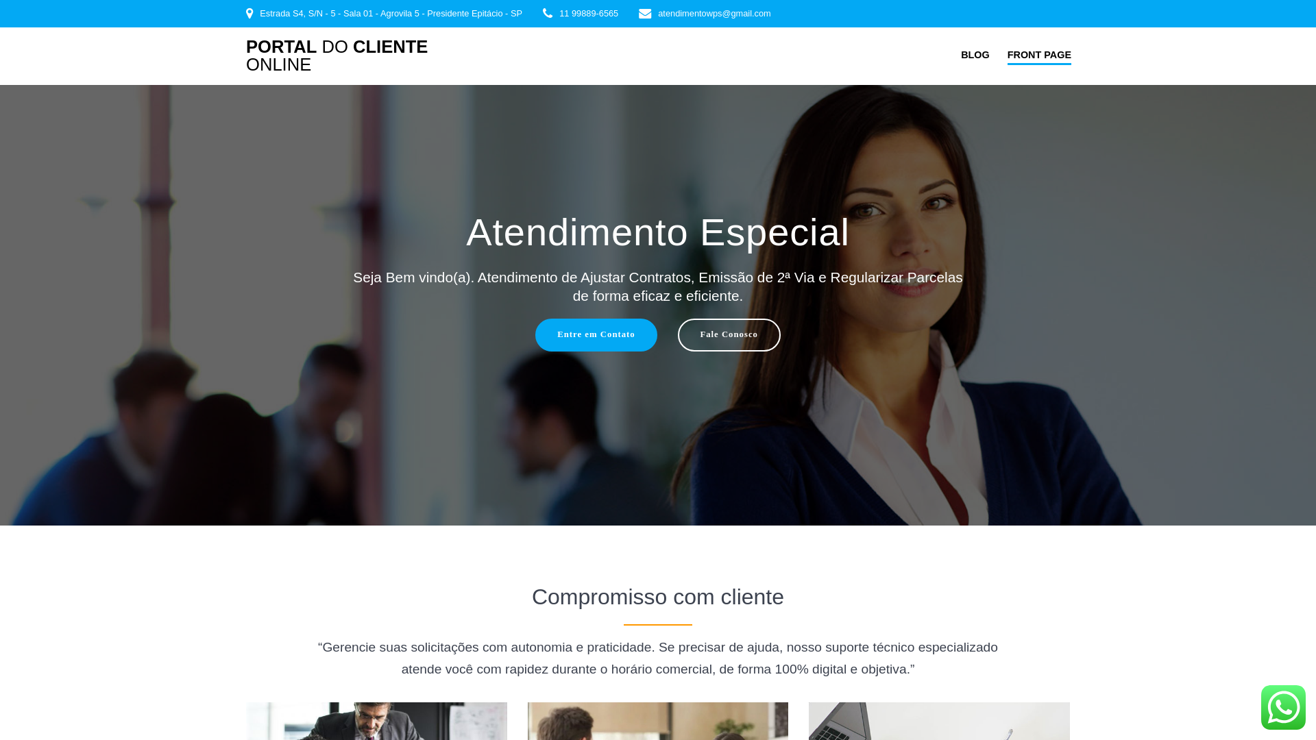 website screenshot of https://portaldoclientewps.com.br