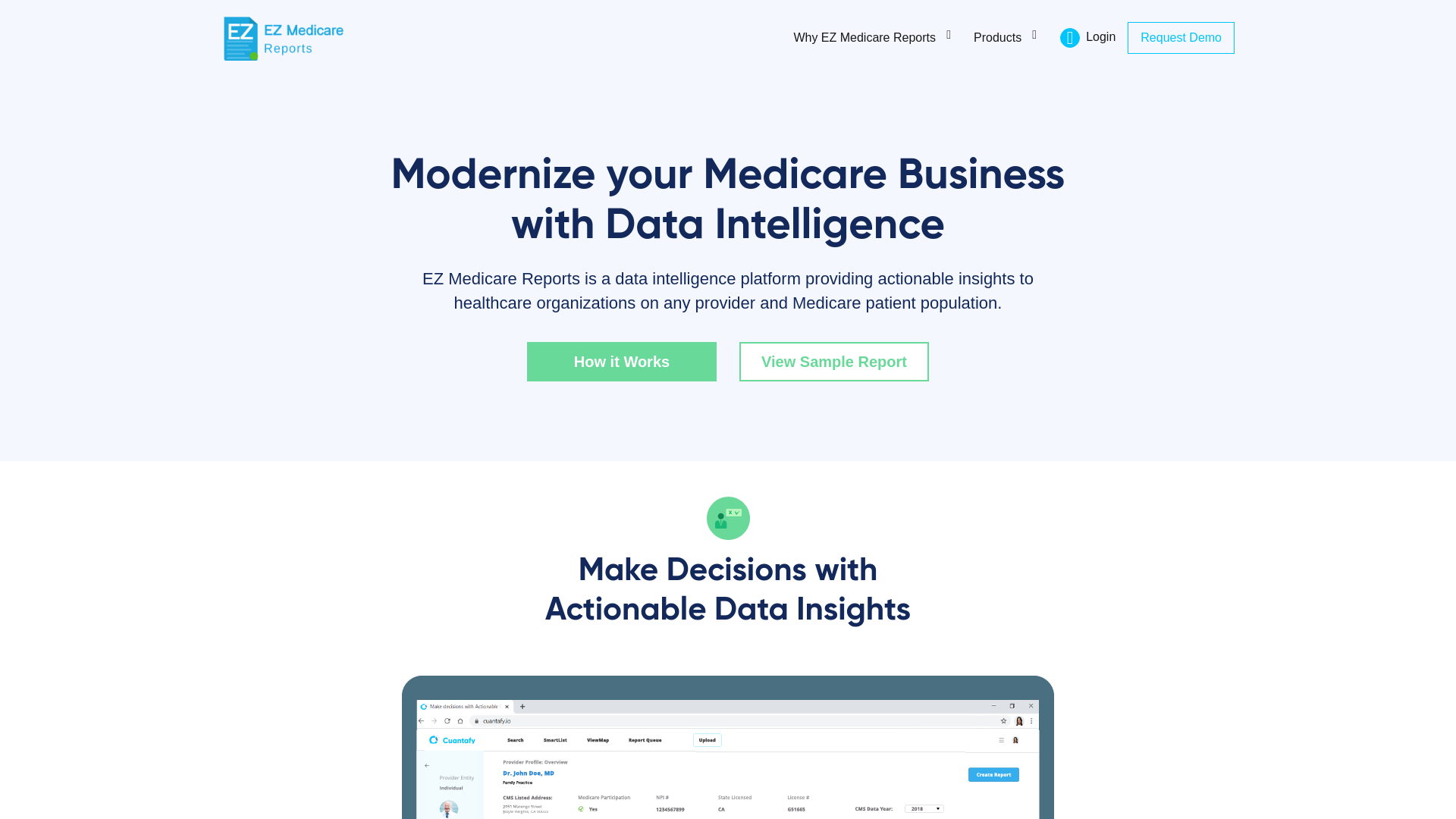 website screenshot of https://ezmedicarereports.pages.dev/