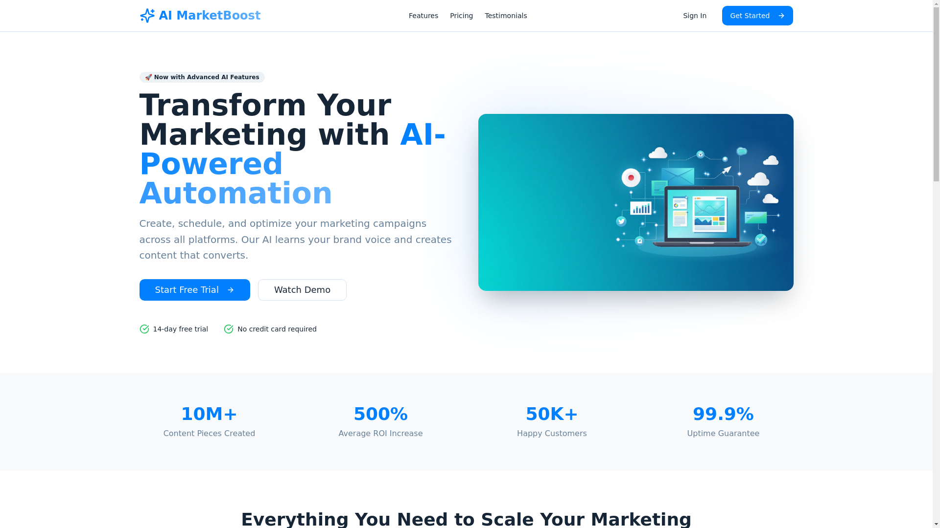website screenshot of https://mymarketboost.app/