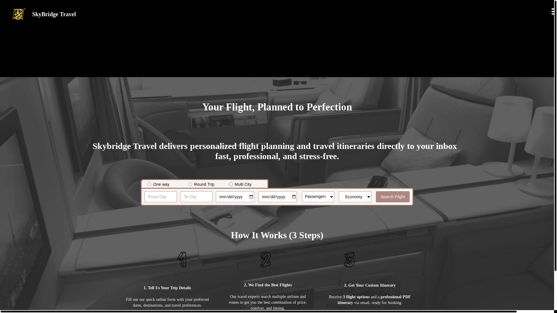 website screenshot of https://consultingskybridgetravel.com/