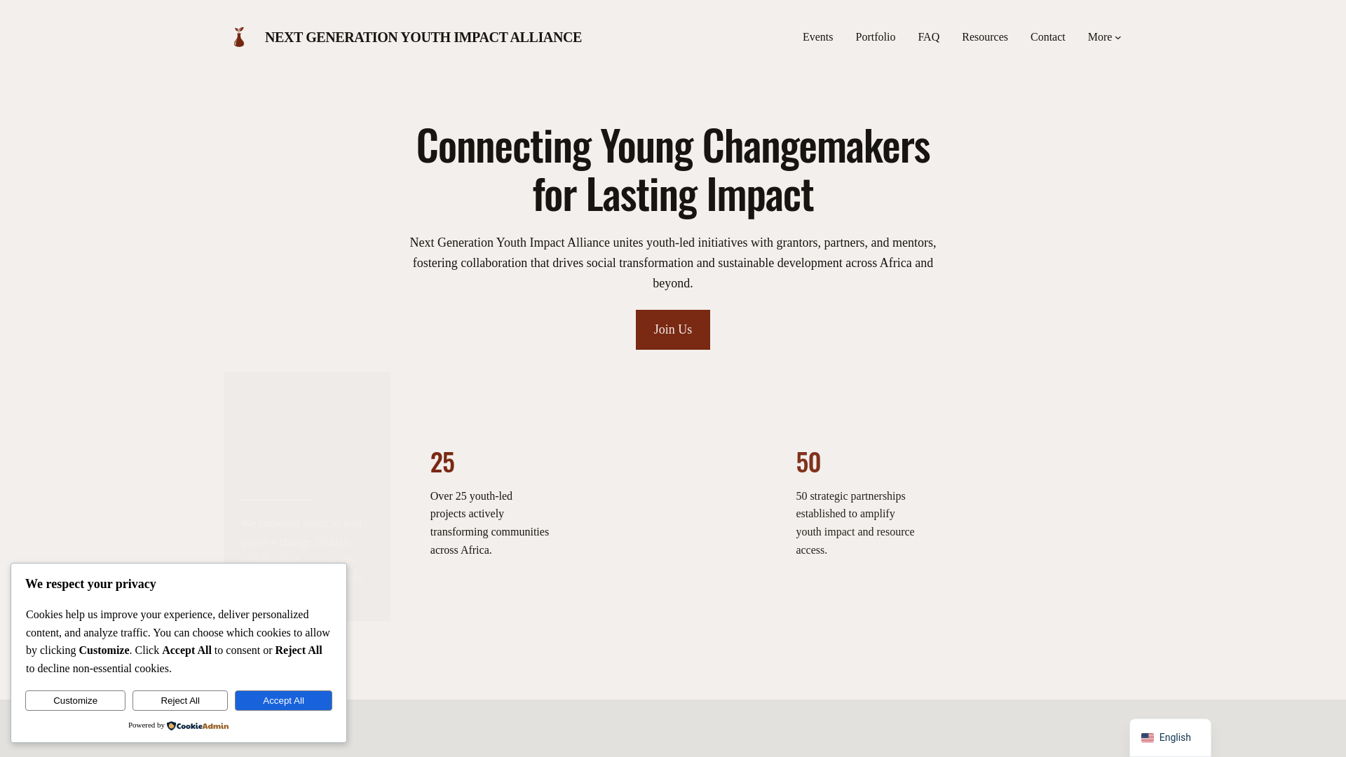 website screenshot of https://nextgenyouthimpactalliance.com