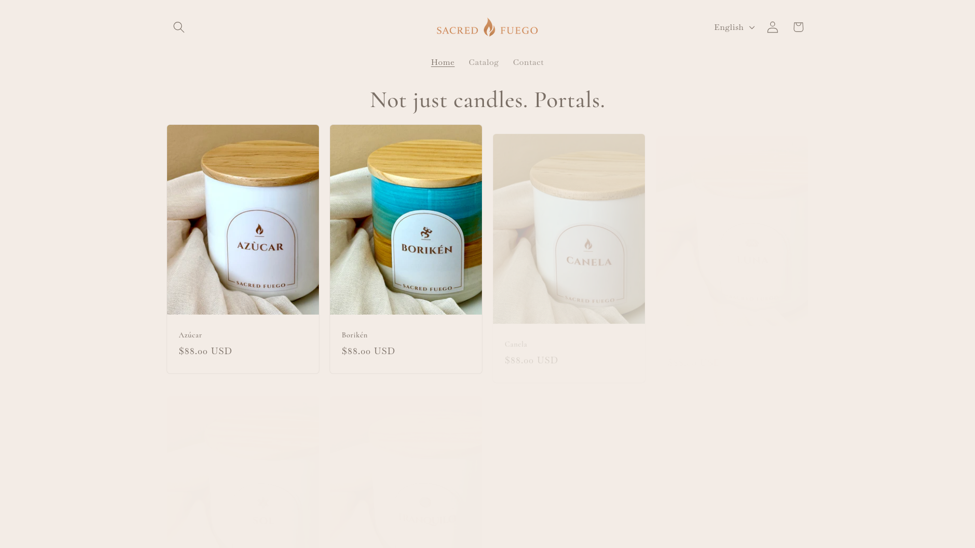 website screenshot of https://sacredfuego.com/