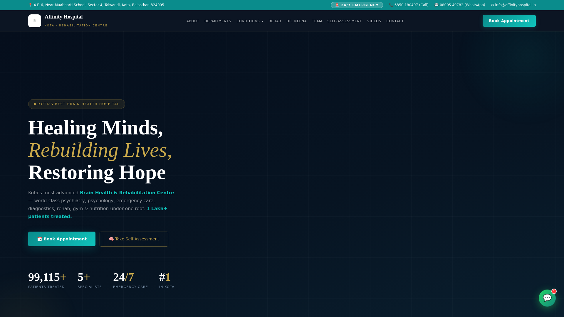 website screenshot of https://affinityhospitalkota.com/