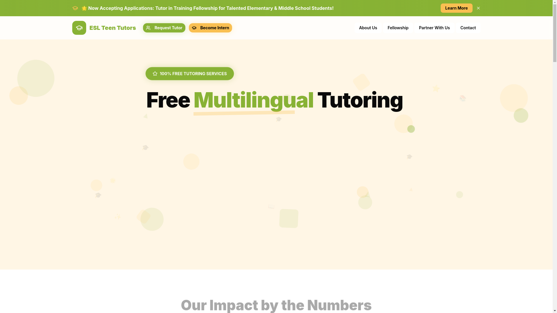 website screenshot of https://eslteentutors.org/