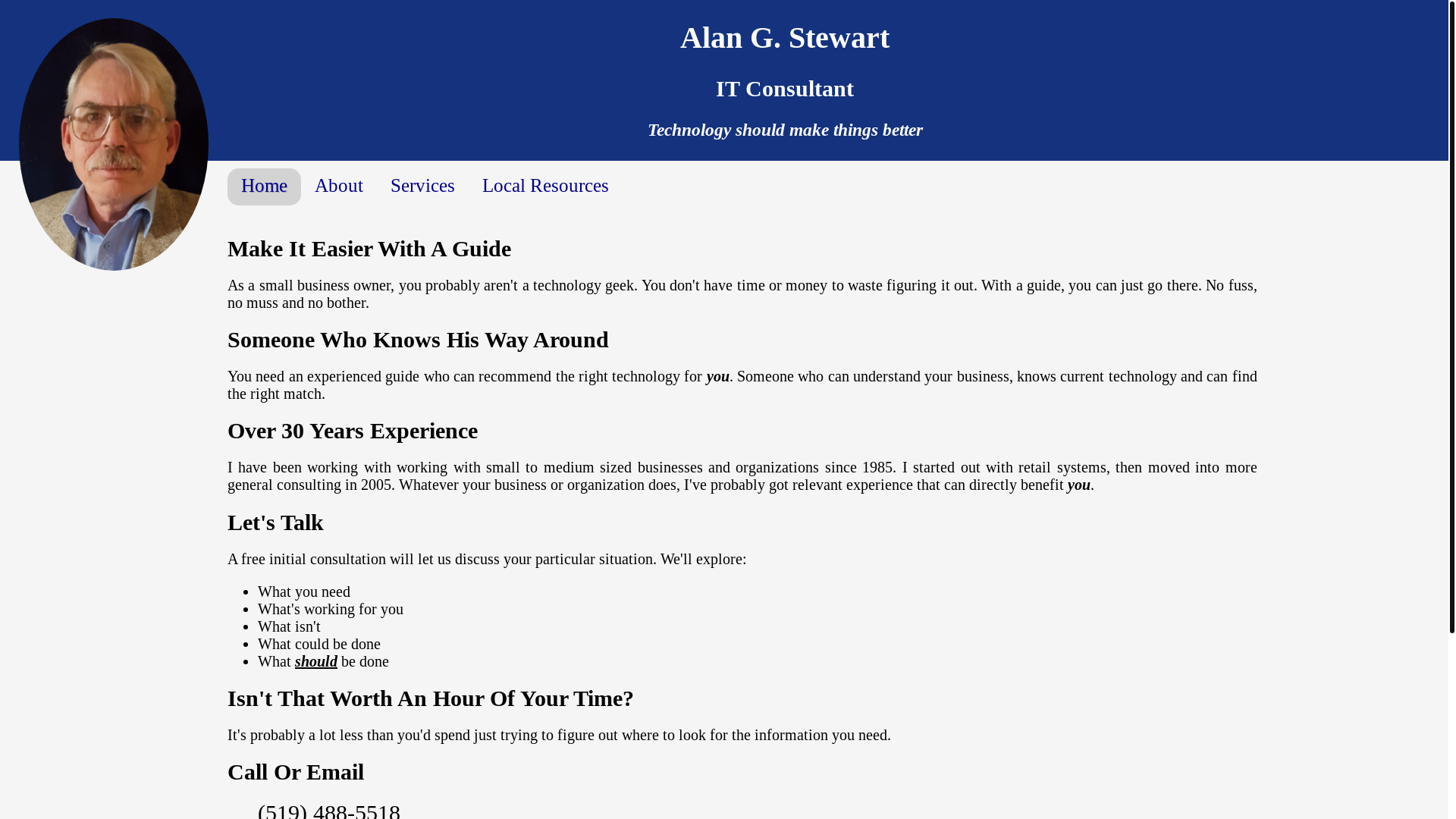 website screenshot of https://alangstewart.ca/