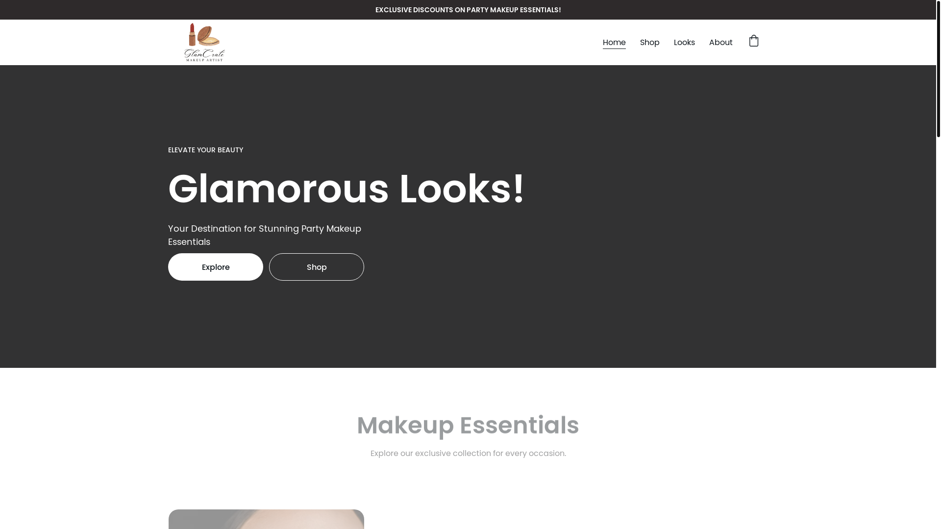 website screenshot of https://glamcrate.store/
