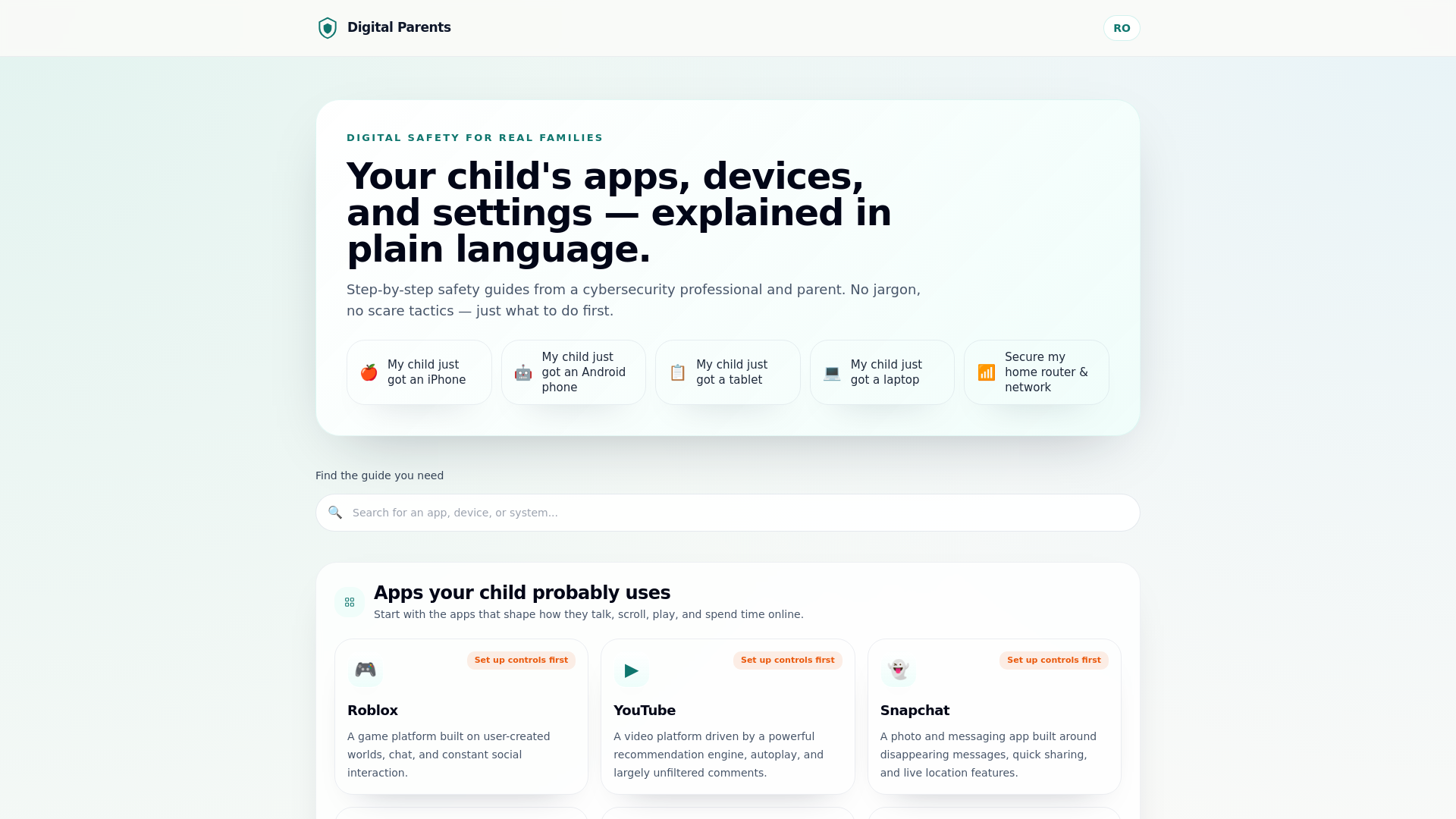 website screenshot of https://digitalparents.xyz