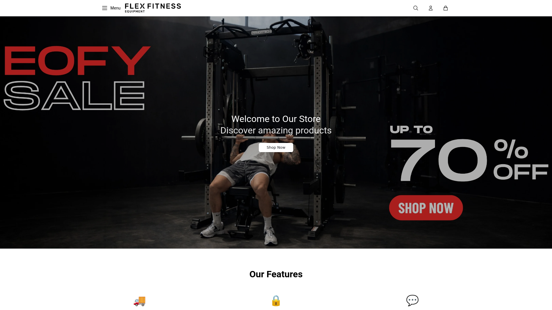 website screenshot of https://flexfitnessequipment.shop/