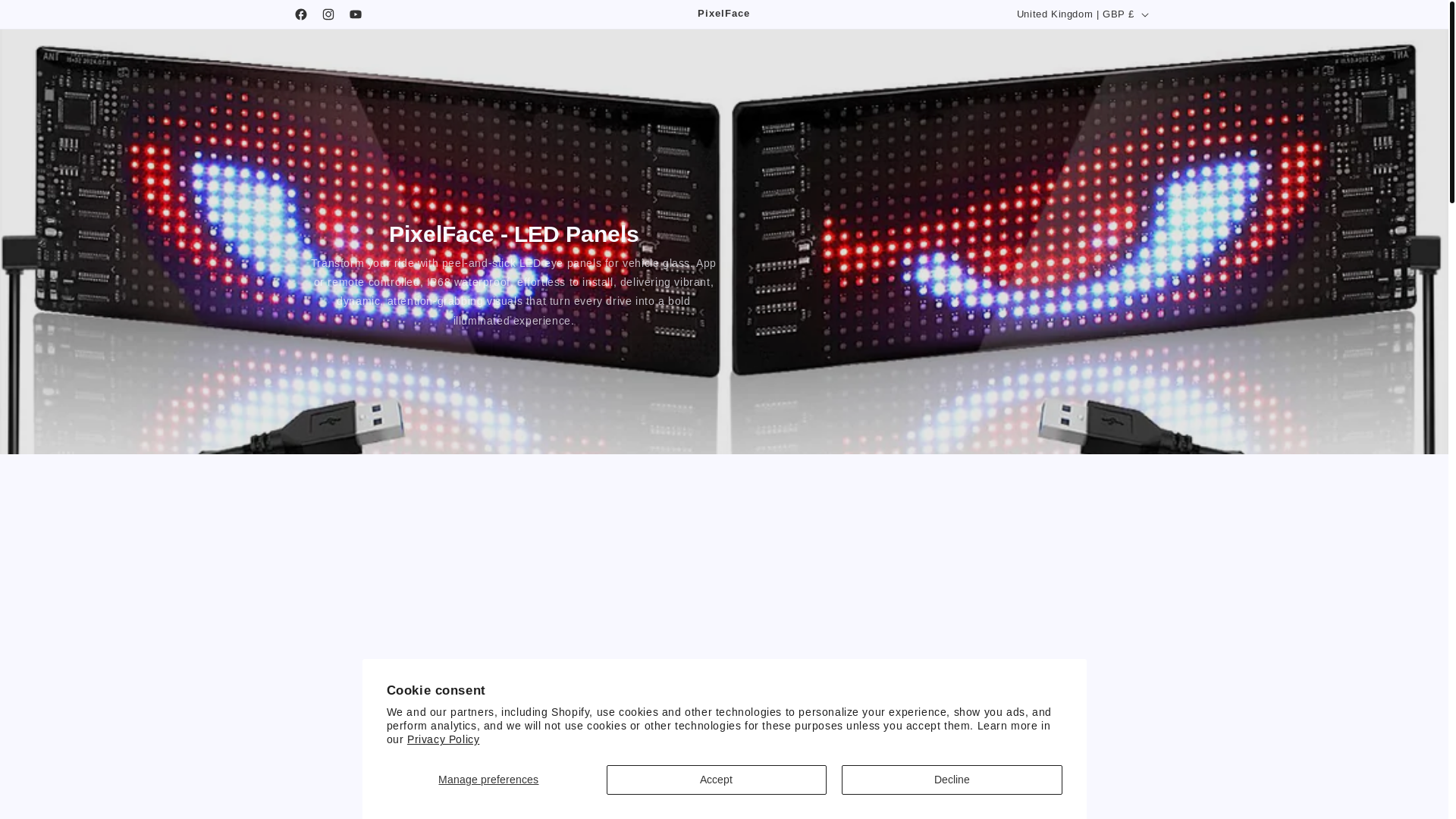 website screenshot of https://pixelface.store/