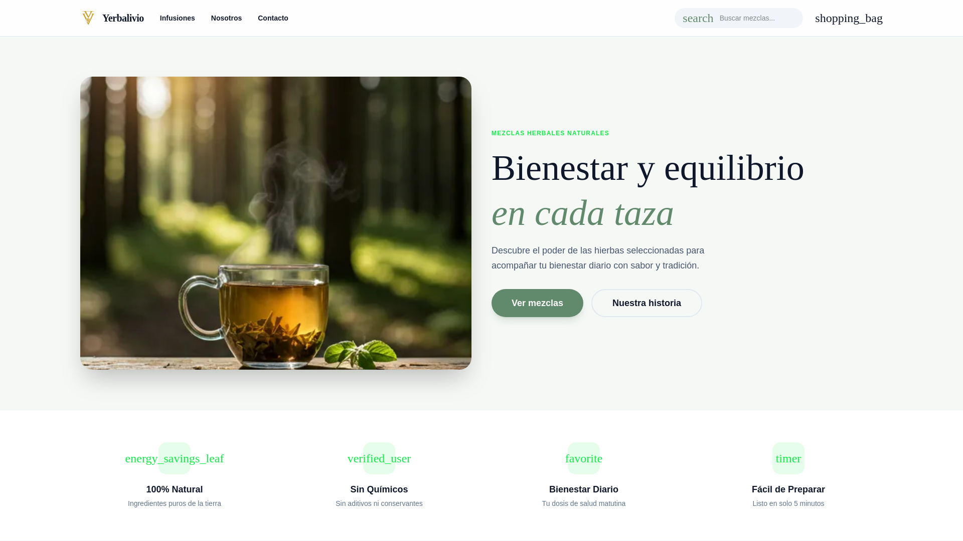 website screenshot of https://yerbalivio.com/