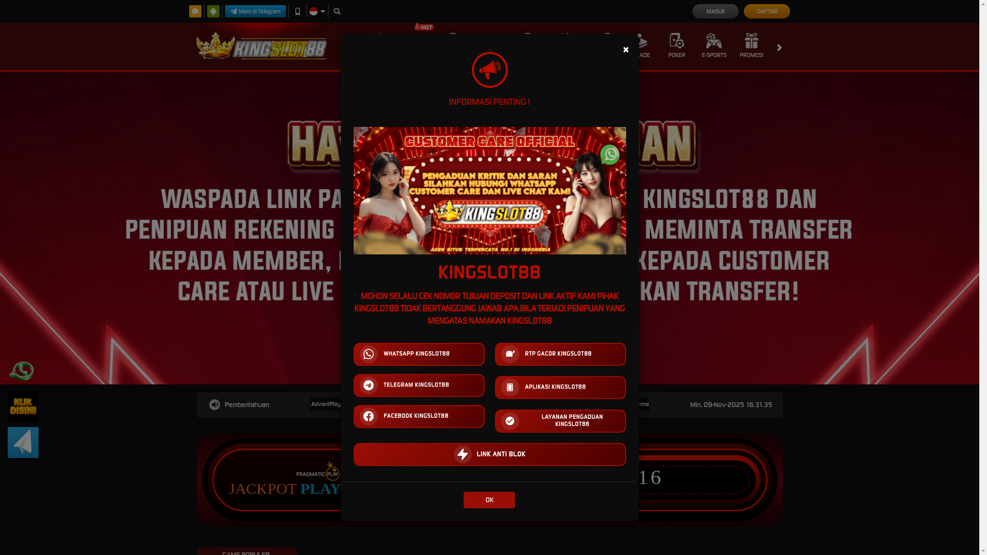 website screenshot of https://kingslot88k.site/