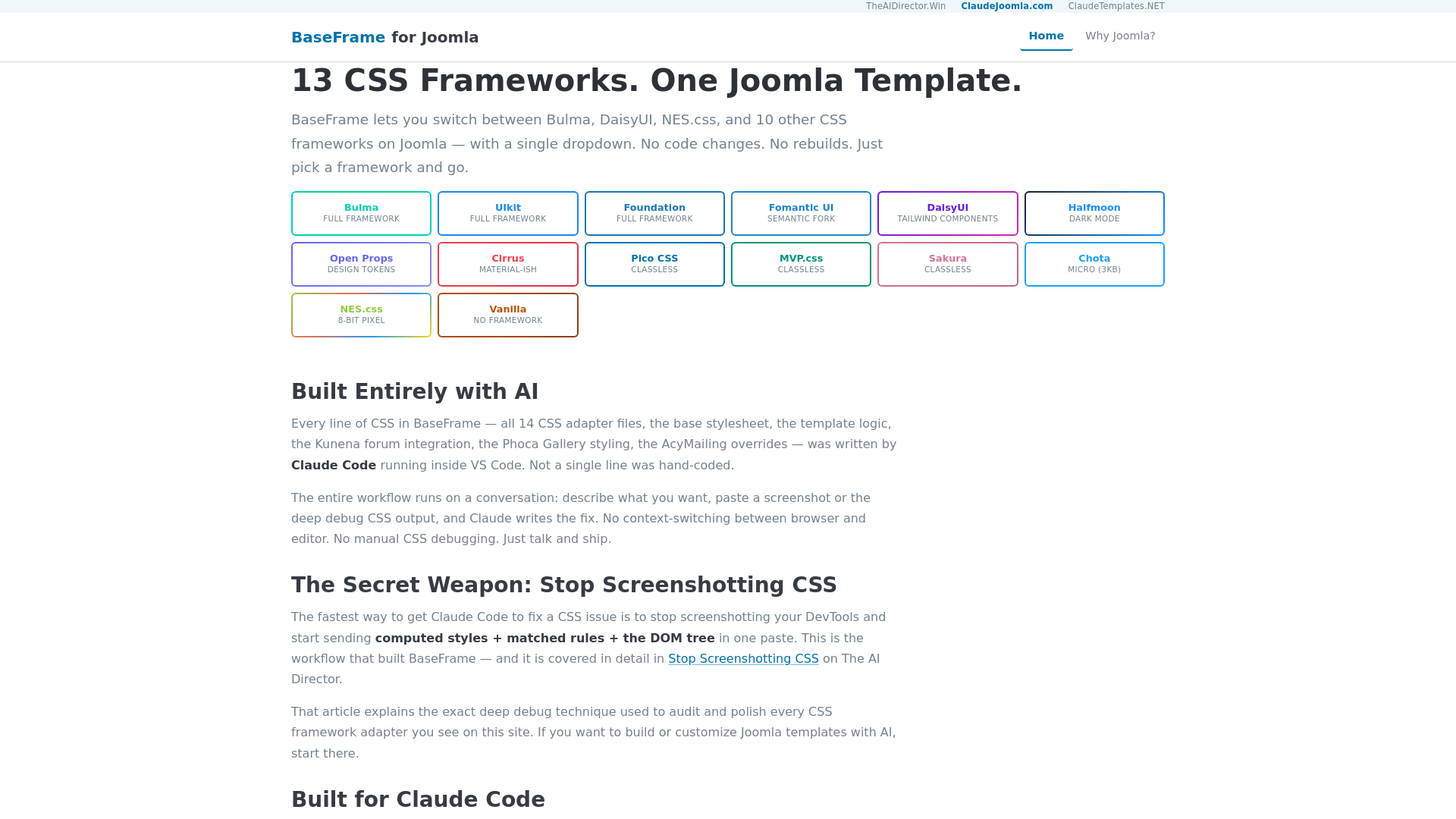 website screenshot of https://claudejoomla.com/