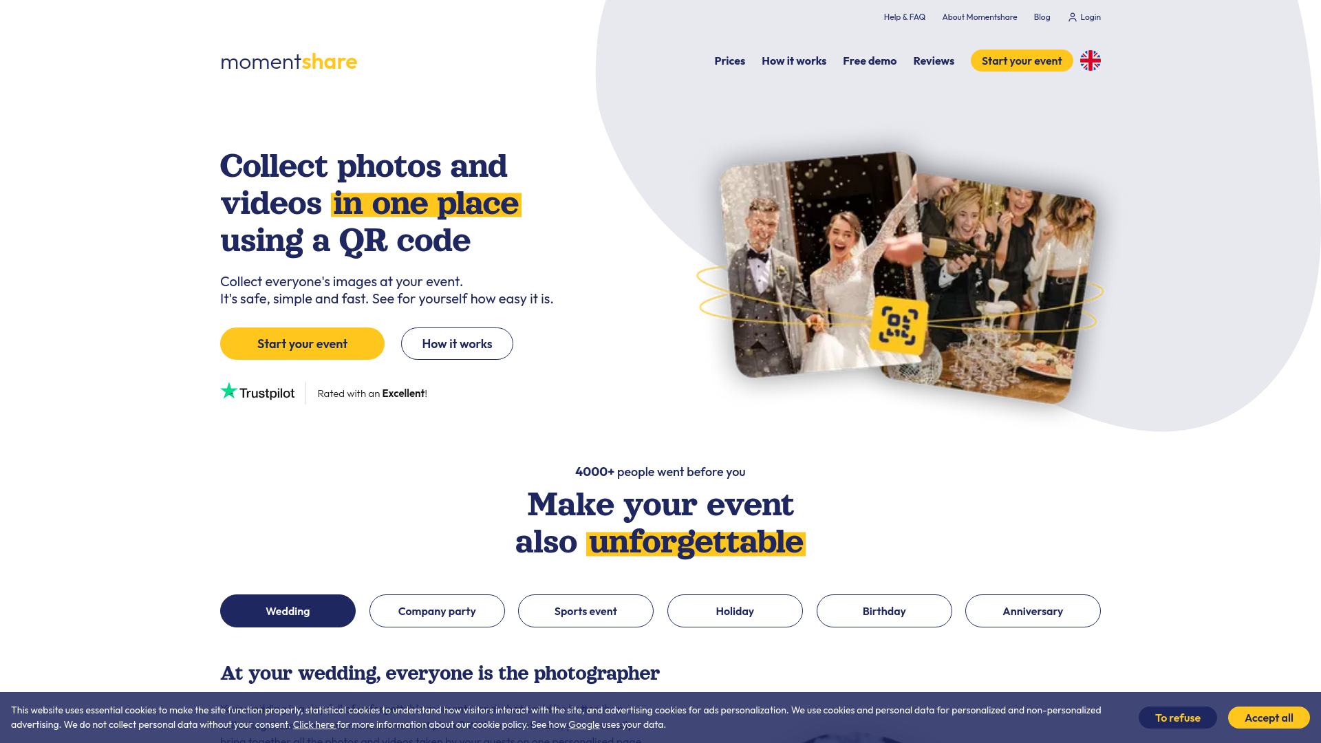 website screenshot of https://www.momentshare.io/