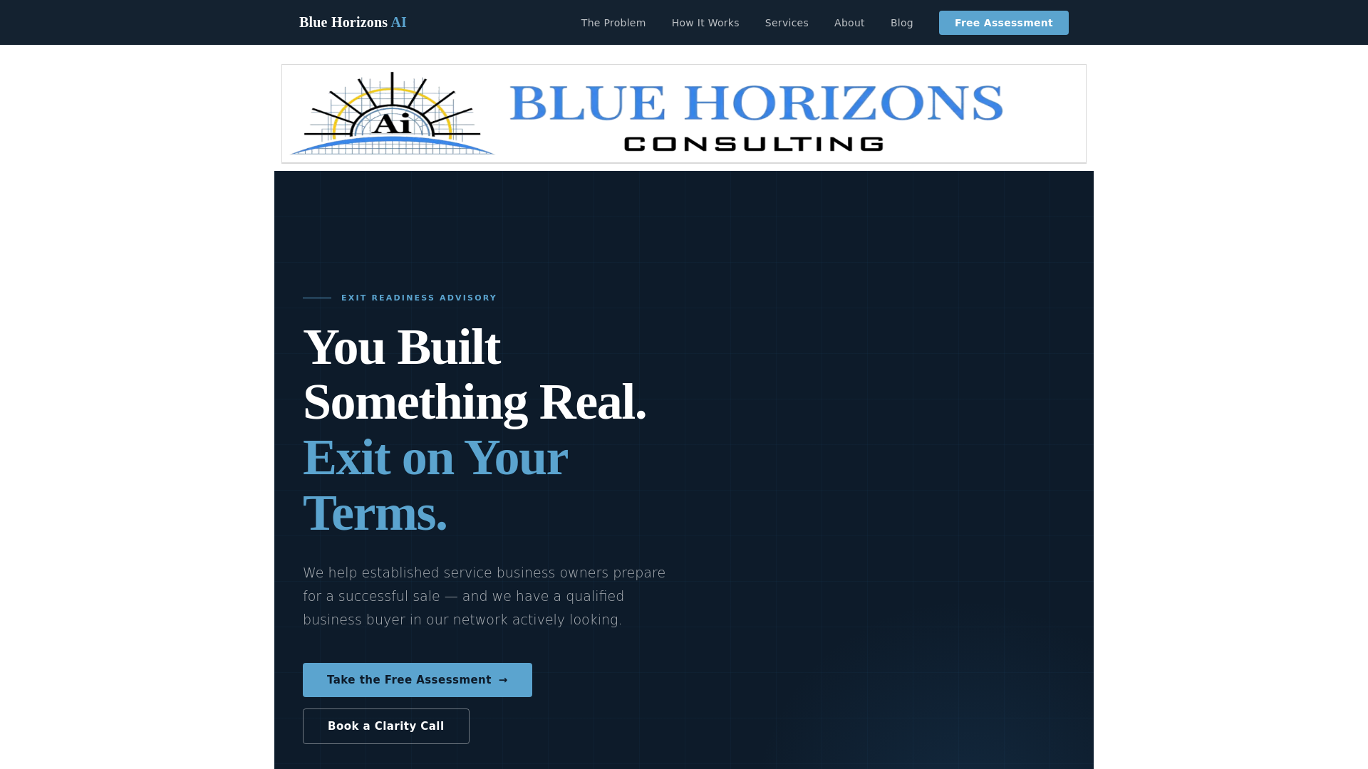 website screenshot of https://bluehorizonsai.com/