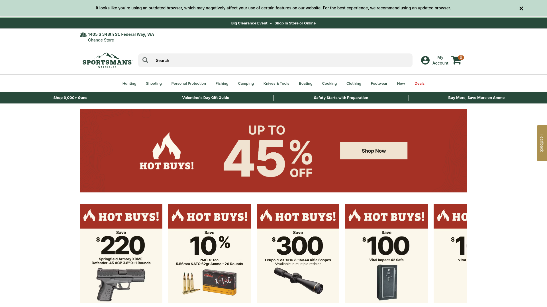 website screenshot of https://www.sportsmans.com/