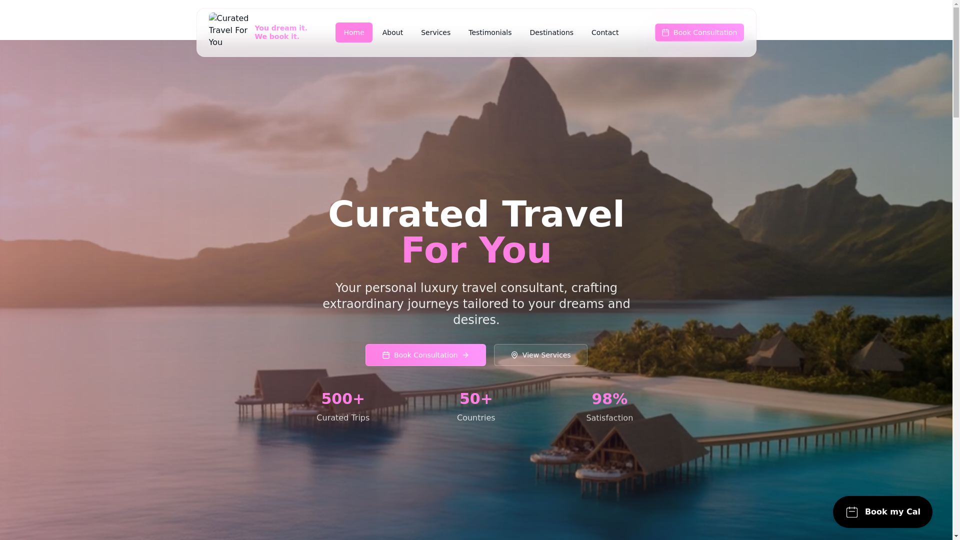 website screenshot of https://curatedtravelforyou.com/