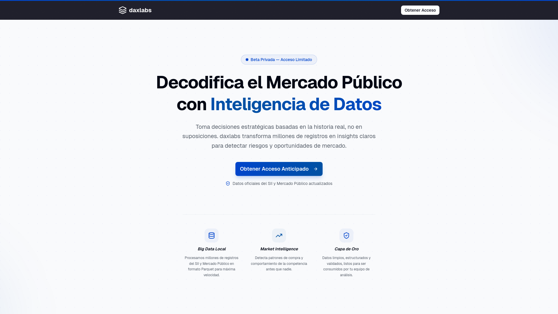 website screenshot of https://daxlabs.cl/