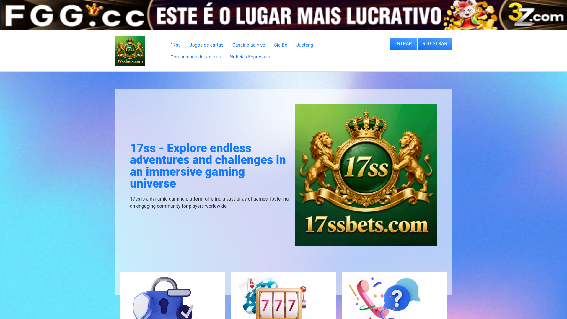 website screenshot of https://17ssbets.com/