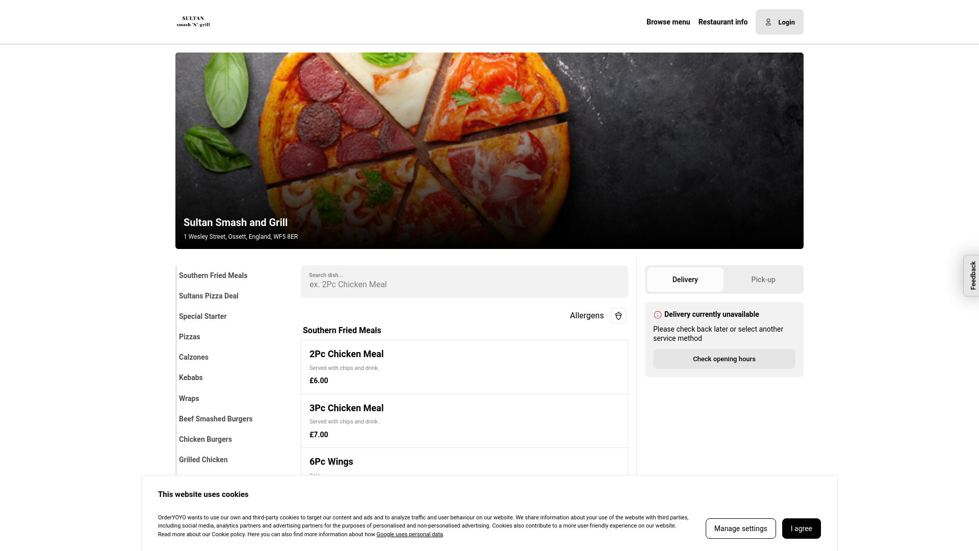 website screenshot of https://sultansmashandgrill.com/