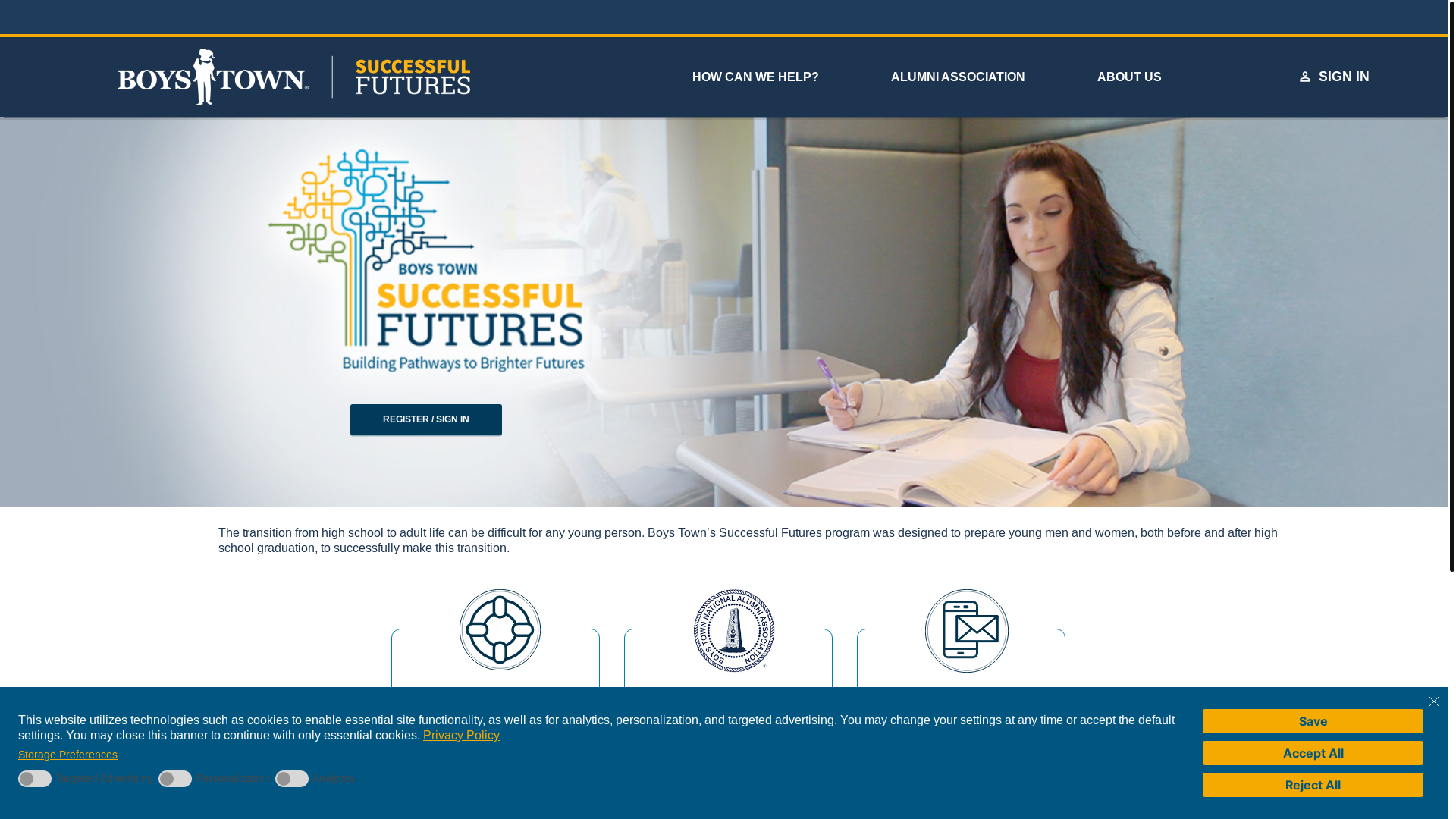 website screenshot of https://successfulfutures.us/