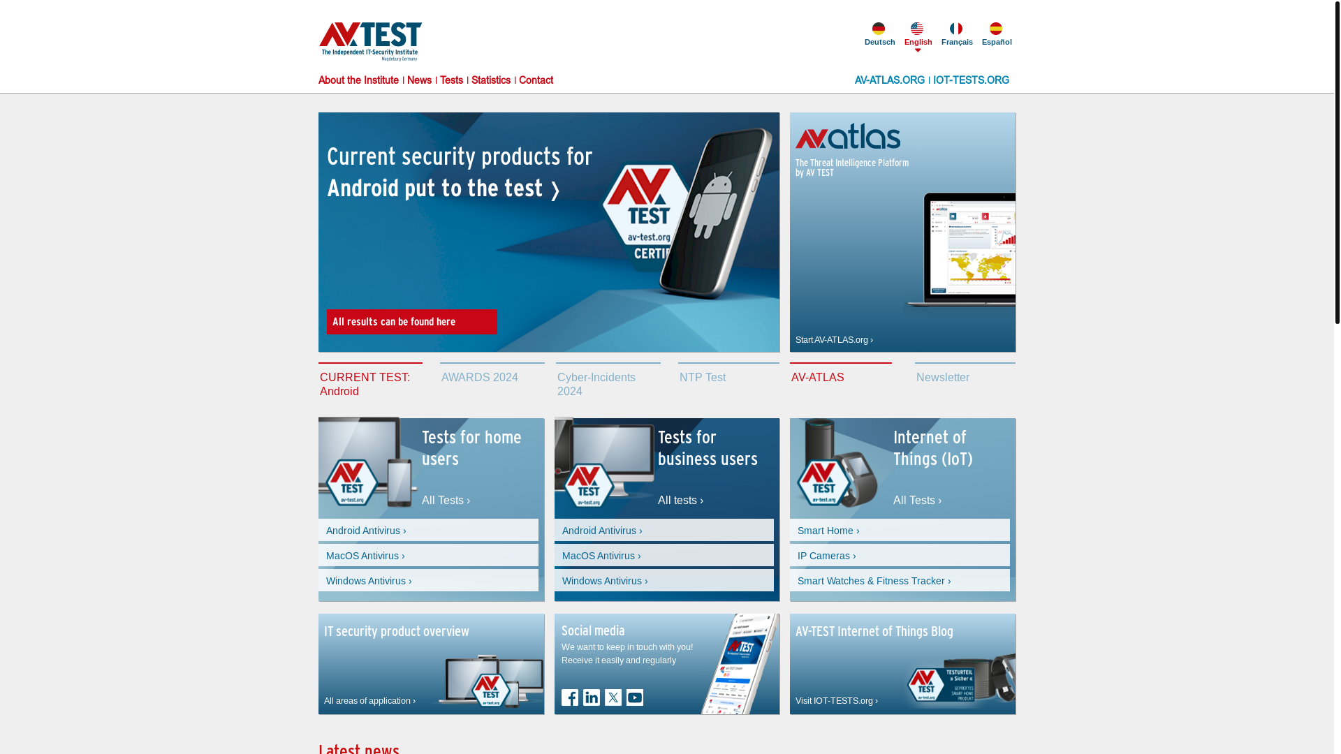 website screenshot of https://www.av-test.org/en/