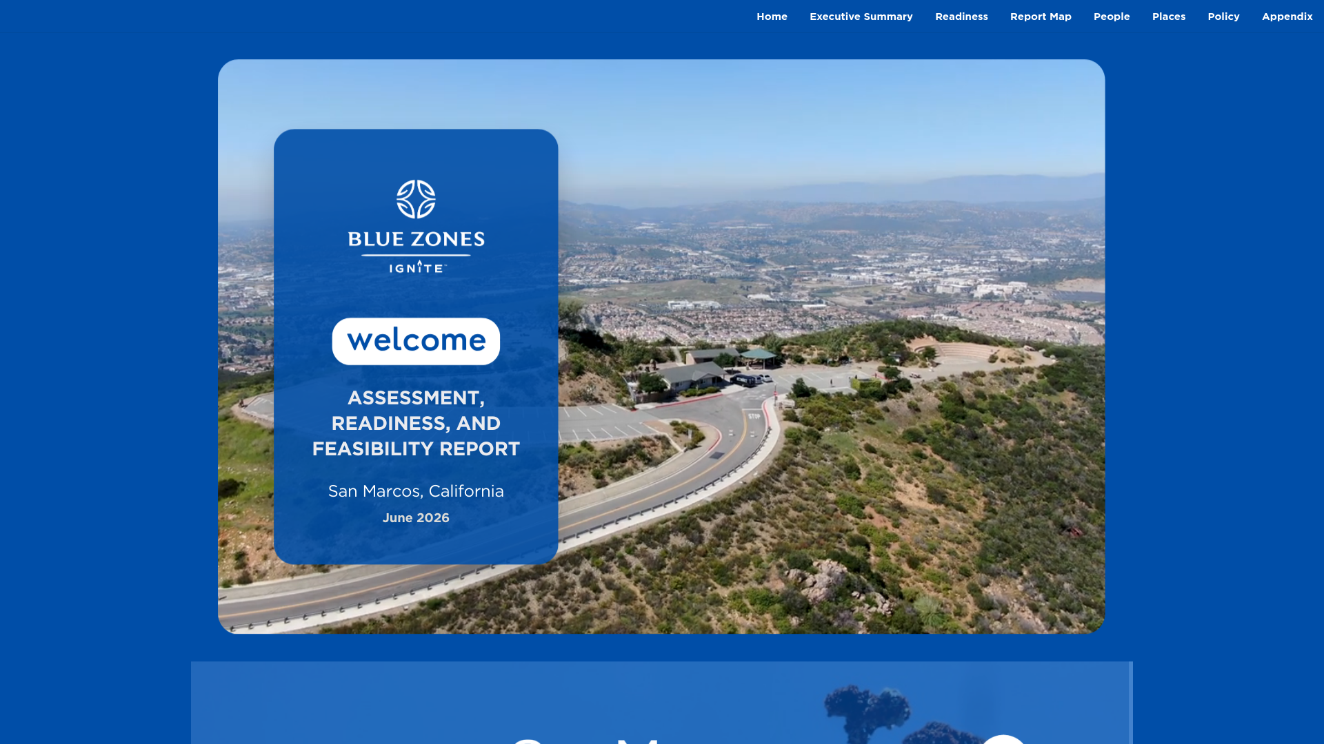 website screenshot of https://bluezonessanmarcosreport.com/